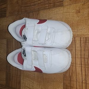 Nike  Sneaker White and Red and Blue Strap Over Sneaker Sizep